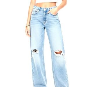 Garage Light Blue Distressed Boyfriend Baggy Jeans Woman’s 25